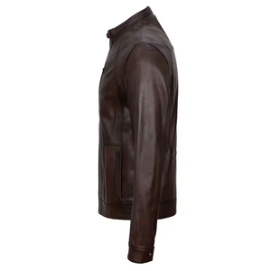 แจ็คเก็ตหนังฤดูหนาวแบบใหม่สำหรับผู้ชาย แจ็คเก็ตหนังคุณภาพสูงแบบคอตั้งสำหรับผู้ชาย แจ็คเก็ตหนังระบายอากาศสำหรับผู้ชาย - Product Image 5