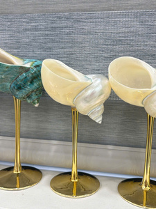 Coupe à vin en verre coquillage élégante, verrerie décorative artisanale pour la mise en scène de table de luxe, décoration de la maison et collection de cadeaux - Product Image 6