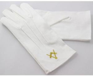 Gants maçonniques blancs pour hommes 100% coton (taille moyenne) vente en gros pas cher qualité supérieure 100% gants en coton biologique coton - Product Image 3