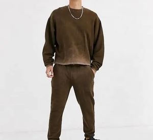 Tendance de haute qualité personnalisé lavé à l'acide survêtement unisexe survêtement respirant vêtements d'entraînement vêtements de jogging OEM hiver soleil fané - Product Image 2