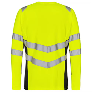 Chemise de sécurité jaune haute visibilité à manches longues pour hommes, vêtements de travail réfléchissants en polyester, modèle 2026 - Product Image 3