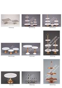 การออกแบบสไตล์นอร์ดิกเค้ก Etagere อเนกประสงค์ยืนแสดงสูง5ชั้นรอบรูปร่างแผ่นถาดวัสดุโลหะสีเงิน - Product Image 5