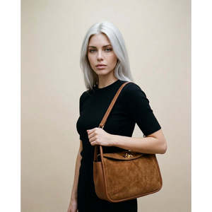 Bolso de Hombro Suave en Gamuza Genuina y Cuero Dollaro - Hecho en Italia - Art. 26118 - Product Image 3