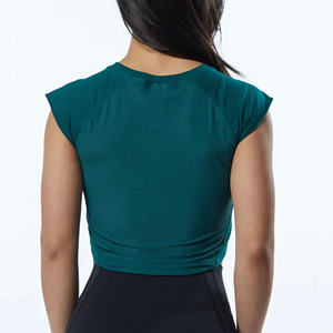 Top corto de moda con cuello redondo para mujer, sin mangas, informal, de punto acanalado, básico, con decoración de botones, Color sólido - Product Image 6