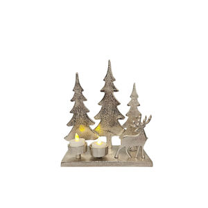 Classic Silver Reindeer and <b>Trees</b> Metal <b>Candle</b> Holder for Home Decoration High Quality Metal <b>Candle</b> Holder <b>Christmas</b> Decor - Product Image 1