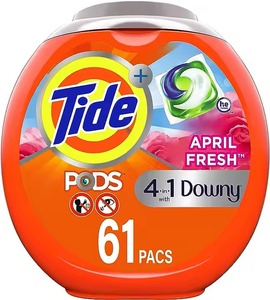 Tide PODS Plus Downy 4 en 1 HE Turbo détergent à lessive parfum frais d'avril 61 pièces dosettes de savon pratiques pour baignoire liquide - Product Image 3