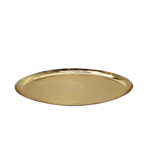 Plateau de service en métal de forme ronde de couleur or pour les hôtels et les restaurants plateau de service de nourriture de table fait à la main personnalisé - Product Image 1