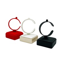 Support de présentation de bijoux en gros, léger, en cuir et velours, en forme de C, pour bracelets et bracelets rigides