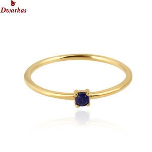 Bague minimaliste faite à la main en argent sterling 925 plaqué or 18 carats pierre de lapis belle conception simple bague de fête pour femmes - Product Image 3
