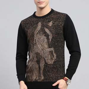 Nouveau coupe ample surdimensionné O cou tricoté pull hommes chandails à manches longues Style Vintage côtelé pull en tricot pour l'hiver - Product Image 1