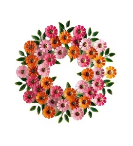 Colgador de corona redondeada de pie de altura ajustable de hojas verdes para puertas delanteras y uso de decoración de árboles de Navidad - Product Image 4