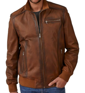 Blouson aviateur en cuir de vol américain de haute qualité hiver conception ODM coupe-vent fermeture à glissière respirant imprimé imperméable - Product Image 1