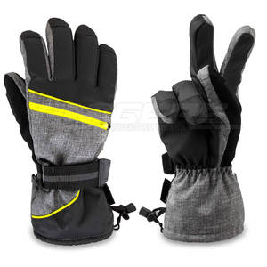 Gants de neige d'extérieur noir gris ligne néon avec paume antidérapante fermeture réglable chaud ajustement confortable gants de ski en gros - Product Image 1