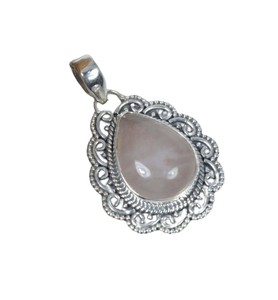 Colgante de piedra indio de la mejor calidad, colgante de piedras preciosas de Plata de Ley 925 de cuarzo rosa Natural, regalo de piedra natal de octubre para ella - Product Image 1
