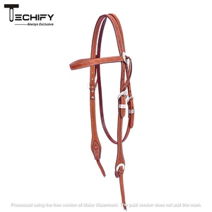 Best Quality Leather Headstall Training Headstall with Nickel Plated Steel Buckles and Snaps at <b>Bit</b> Ends - Product Image 3