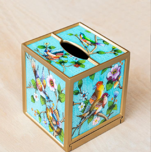 Couverture de boîte à mouchoirs en filigrane orné d'or vintage, conception détaillée de la ferronnerie pour une élégance classique. Disponible au prix de gros. - Product Image 4