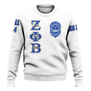 Sudadera con Cuello Redondo de la Hermandad Griega Zeta Phi Beta para Mujer, Azul 1920, Bordada - Product Image 1