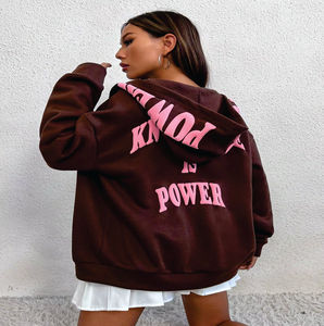 Sudadera con capucha de algodón 100% personalizada con estampado de abullonado para mujer, Jersey cómodo con logotipo elevado y cuello de chándal de invierno con capucha - Product Image 6