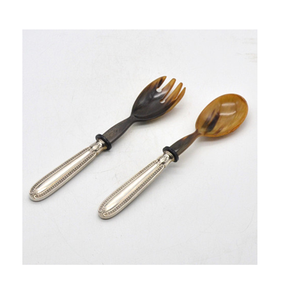Fiestas Cena Servidor de ensaladas hecho con cuchara de cuerno de búfalo con mango de hueso para el hogar Cocina Mesa Cubiertos Cuchara Uso - Product Image 6