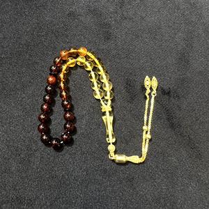 Colore marrone filtrato baltico goccia ambra preghiera perline con sfera taglio nappe d'argento, certificata