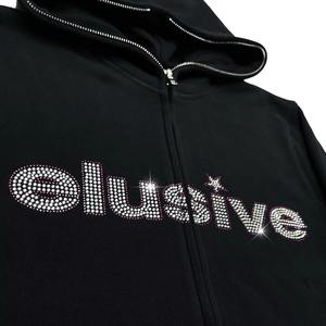 2025 New Arrival Men's Rhinestone <b>Hoodies</b> 100% Cotton <b>Lightweight</b> Hoodie Custom Bling <b>Hoodies</b> for Men High Quality Streetwear - Product Image 2