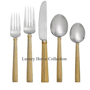 Wooden & Stainless Steel <b>Set</b> of 5 <b>Cutlery</b> <b>Set</b> With Spoon Fork <b>Baby</b> Spoon and Knife Mirror Polished Flatware With Bamboo Handle - Product Image 2