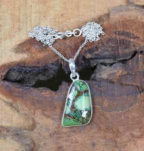 Pendentif en turquoise cuivrée verte, collier en argent sterling 925 fait main avec pierres précieuses, bijou classique élégant pour femmes et enfants, cadeau - Product Image 2