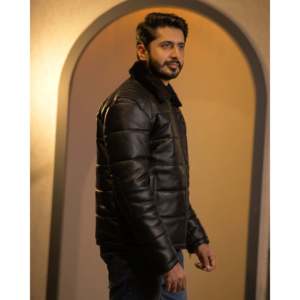 Chaqueta Clásica SF11 de Cuero Genuino, Chaqueta Informal de Invierno con Cierre de Cremallera y Característica Impermeable, Piel de Oveja Negra - Product Image 3