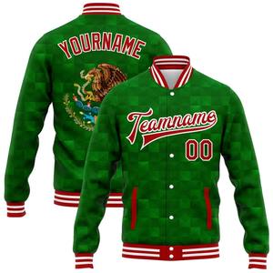 Bombardier personnalisé Kelly vert rouge-blanc mexique 3D veste Varsity Letterman coupe-vent veste Varsity vintage pour hommes - Product Image 1