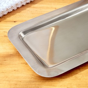 Bandeja de servicio de acero de Metal Rectangular de diseño real con asas de mármol de ágata para Diwali y decoración de mesa de cumpleaños Faizacraft - Product Image 3