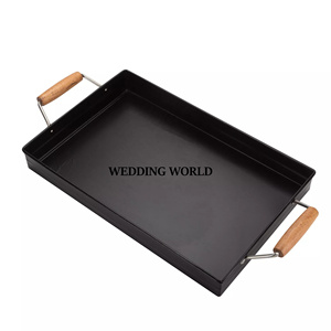 <b>Black</b> Powder Coated Galvanized <b>Serving</b> <b>Tray</b> Rectangle Shape Handmade Hot Selling Designer Luxury Wholesale Metal <b>Serving</b> <b>Tray</b> - Product Image 1