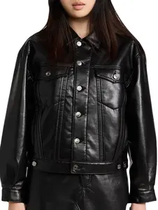 2024 veste en cuir de mouton véritable de moto pour femmes de qualité supérieure conception ODM avec remplissage en coton tissé et finition respirante - Product Image 5