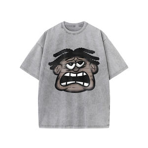 Venta al por mayor de alta calidad 100% algodón Retro ácido lavado hombres camiseta ajuste Regular peso pesado manga corta transpirable secado rápido - Product Image 2