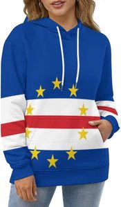 Sudadera con Capucha de Algodón de Alta Calidad con la Bandera de Cabo Verde 2026, Sudadera Holgada de Algodón, Cómoda, para Hombre, Impresión Bajo Demanda - Product Image 4