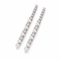Boucles d'oreilles pendantes longues avec perles et strass pour femmes, cadeau tendance, bijoux élégants, accessoires de mode