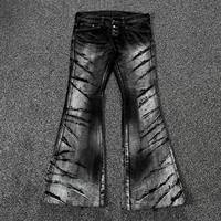 Pantalon évasé personnalisé OEM vintage taille mi-haute respirant uni en coton 100% tissé délavé clair, moyen ou foncé, séchage rapide