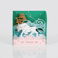 TAURUS Tarjeta de felicitación emergente 3D del zodiaco de diseño personalizado para tienda de regalos o para que las empresas regalen a clientes y empleados