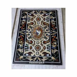 Diseño de incrustaciones hechas a mano Mesa con forma de rectángulo de mármol negro para el hogar Villa y hoteles al mejor precio para compradores con mayorista - Product Image 1