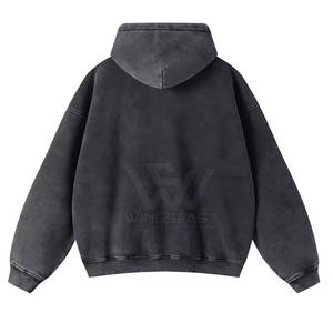 เสื้อฮู้ดซักกรดมีซิปสำหรับผู้ชายเสื้อมีฮู้ดผ้ากรดแบบเรียบง่ายติดซิปสำหรับผู้ชายผลิตจากโรงงาน2025 - Product Image 2