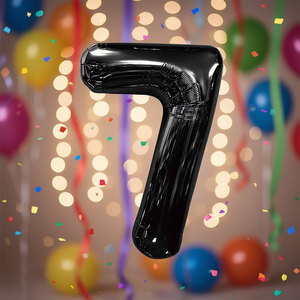 Globos de Fiesta con Número, Color Negro N7, 100 cm, Bolsa de 12 Unidades - Product Image 3