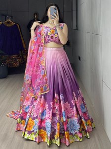 Tela Georgette de calidad superior con estampado floral Lehenga Choli mejor colección para fiestas nueva ropa India pakistaní para - Product Image 5