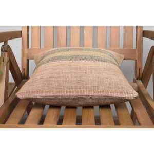 Oreiller patchwork Kilim en laine beige 14x14 pouces oreiller rustique brodé moelleux vintage de luxe pour la literie ou le sol - Product Image 5