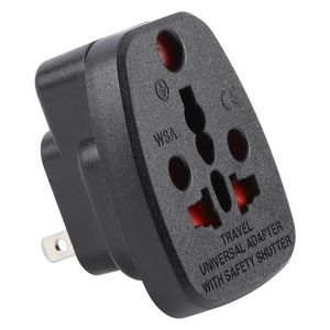 Universal WSA-6 Travel <b>Adapter</b> with Safety Shutter US/JP <b>Plug</b> Black Color - Product Image 1