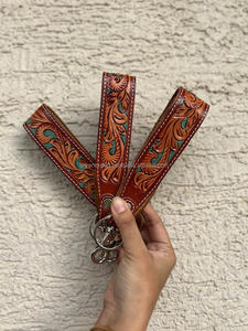 Tooled Leather <b>Key</b> Clip Western Leather Keychain Wristlet Personalized <b>Key</b> Fob Cowgirl Car <b>Key</b> Wristlet <b>Key</b> Strap Wrist Keychain - Product Image 3