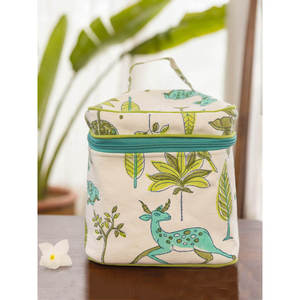 Green Pine Cotton Travel <b>Vanity</b> Case-Large Capacity Water Resistant Eco-Friendly Zipper <b>Bag</b> - Product Image 4