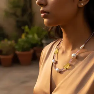 Women's <b>Amethyst</b> & Lemon Quartz <b>Crystal</b> <b>Necklace</b> Gemstone Jewelry - Product Image 3