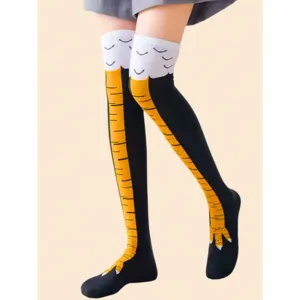Calcetines Altos hasta la Rodilla con Diseño de Patas de Pollo para Niñas, Transpirables, Tejidos, para Uso Diario, con Logotipo Personalizado, Talla Única, para Primavera - Product Image 3