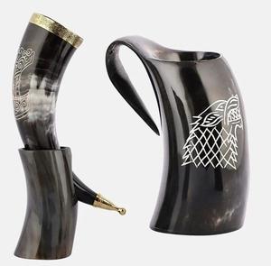 Jarra de cerveza personalizada de estilo vikingo, superventas, cuerno de búfalo doméstico, taza para beber, cuerno Vikingo, taza de cuerno de cristal, taza de cerveza Medieval - Product Image 1