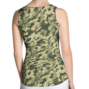 Camiseta sin mangas de entrenamiento de algodón camuflado de alta calidad OEM 2024 para mujer - Product Image 5