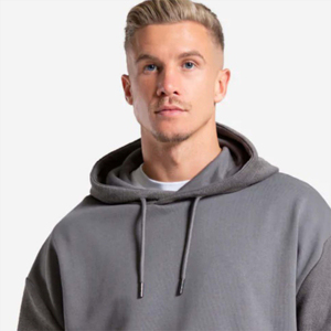 Sweats à capuche en coton épais pour hommes de haute qualité Logo personnalisé polaire vierge éponge française épaule tombante sans ficelles sweat à capuche surdimensionné - Product Image 3